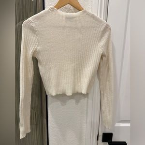Zara long-sleeved cream cropped sweater, mock turtleneck